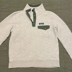 Patagonia Quilted Pullover, Cream/Green, Size S